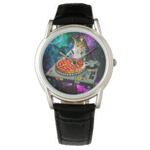Raum-DJ-Katzenpizza Armbanduhr