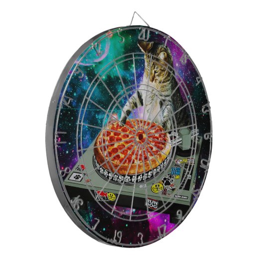 Raum-DJ-Katzenpizza Dartscheibe (Vorderseite Links)