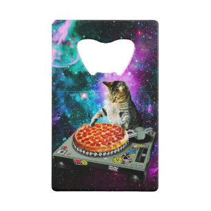 Raum-DJ-Katzenpizza Geldbeutel Flaschenöffner