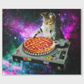 Raum-DJ-Katzenpizza Geschenkpapier (Flach)