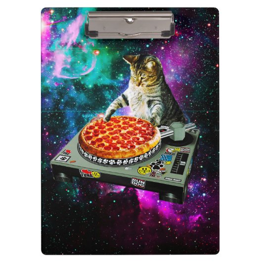 Raum-DJ-Katzenpizza Klemmbrett (Vorderseite)