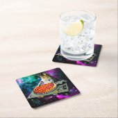 Raum-DJ-Katzenpizza Rechteckiger Pappuntersetzer (Vor Ort)