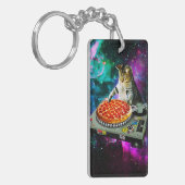 Raum-DJ-Katzenpizza Schlüsselanhänger (Vorderseite links)