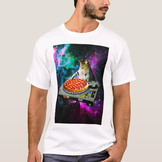 Raum-DJ-Katzenpizza T-Shirt (Vorderseite)