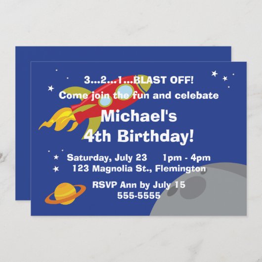 Raum-Forscher Einladung (Vorne/Hinten)