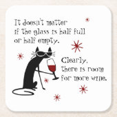 Raum für mehr Wein Zitat mit Cat Rechteckiger Pappuntersetzer (Vorderseite)