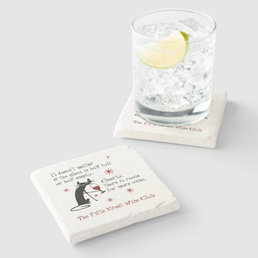 Raum für mehr Wein Zitat mit Cat Steinuntersetzer (Seitenansicht)