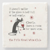 Raum für mehr Wein Zitat mit Cat Steinuntersetzer (Vorderseite)