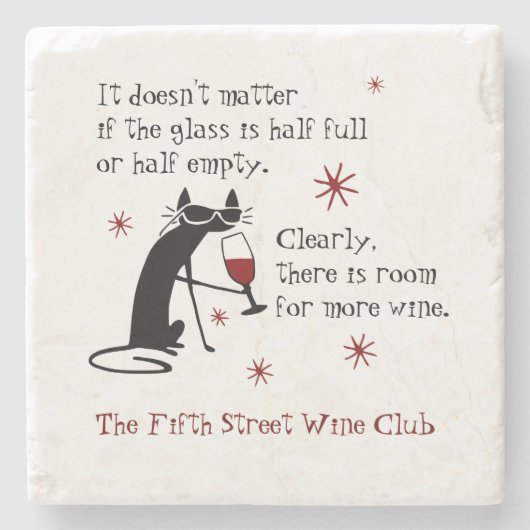 Raum für mehr Wein Zitat mit Cat Steinuntersetzer (Vorderseite)