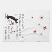 Raum für mehr Wein Zitat mit schwarzer Katze Geschirrtuch (Horizontal)