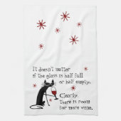 Raum für mehr Wein Zitat mit schwarzer Katze Geschirrtuch (Vertikal)