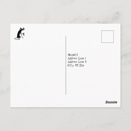 Raum für mehr Wein Zitat mit schwarzer Katze Postkarte (Rückseite)