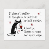 Raum für mehr Wein Zitat mit schwarzer Katze Postkarte (Vorderseite)