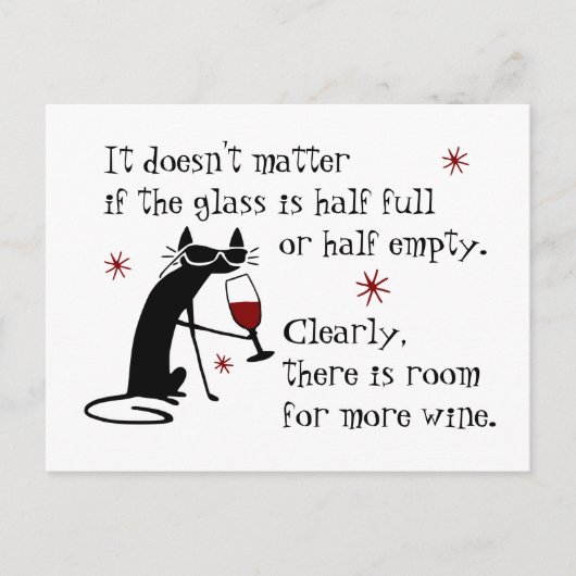 Raum für mehr Wein Zitat mit schwarzer Katze Postkarte (Vorderseite)