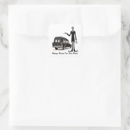 Raum für noch eins quadratischer aufkleber (Tasche)