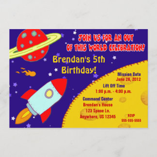 Raum-Galaxie-Kindergeburtstag-Einladung Einladung