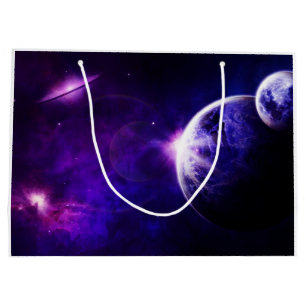 Raum-Galaxie-Planeten-Sterne in den lila blauen Große Geschenktüte