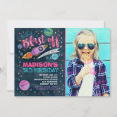 Raum-Geburtstags-Einladungs-Weltraum-Party Einladung (Vorderseite)