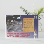 Raum-Geburtstags-Party Einladung (Stehend Vorderseite)