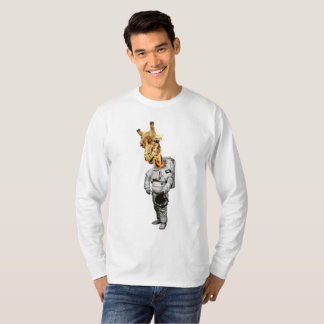 Raum-Giraffen-langer Hülsen-T - Shirt