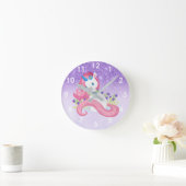 Raum hübsches des Unicorn-Rosa-der lila Runde Wanduhr (Zuhause)