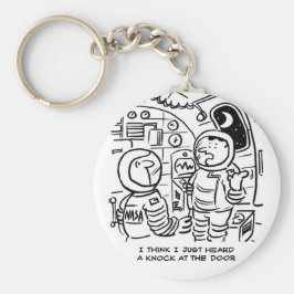 Raum in einem Raumschiff-Cartoon. Funny Cartoon Schlüsselanhänger