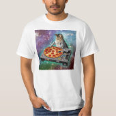 Raum-Katze DJs Pizza T-Shirt (Vorderseite)