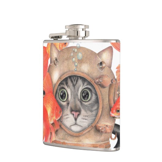 Raum-Katze Flachmann (Links)