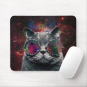 Raum-Katzen-tragende Schutzbrillen vor der Galaxie Mousepad (Mit Mouse)