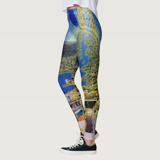 Raum-Kolonien-Grafik/Science Fiction-Kunst Leggings (Links)
