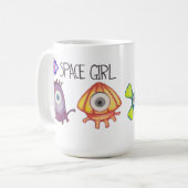 Raum-Mädchen: Alien-Tasse Kaffeetasse (Vorderseite Links)
