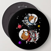 Raum-Meerschweinchen-Astronautenkosmisches Button (Vorne & Hinten)