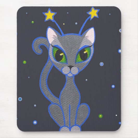 "Raum-Miezekatze" Schwarzes mousepad (Vorne)