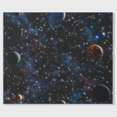 Raum mit Galaxien, Sternen und Planeten Geschenkpapier (Flach)