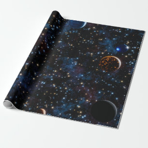 Raum mit Galaxien, Sternen und Planeten Geschenkpapier