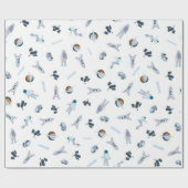 Raum-Muster mit Satelliten u. Planeten u. Geschenkpapier (Flach)