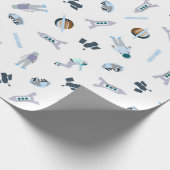Raum-Muster mit Satelliten u. Planeten u. Geschenkpapier (Ecke)