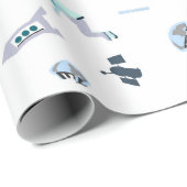 Raum-Muster mit Satelliten u. Planeten u. Geschenkpapier (Rolleneckpunkt)