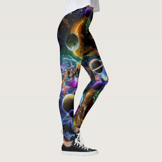 Raum-Nebelfleck und Planeten Leggings (Rechts)