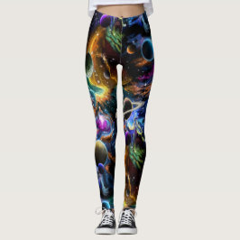 Raum-Nebelfleck und Planeten Leggings