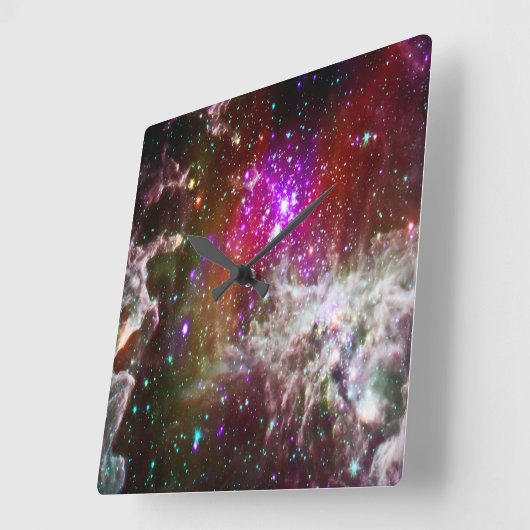 Raum - Pacman Nebula Quadratische Wanduhr (Winkel)
