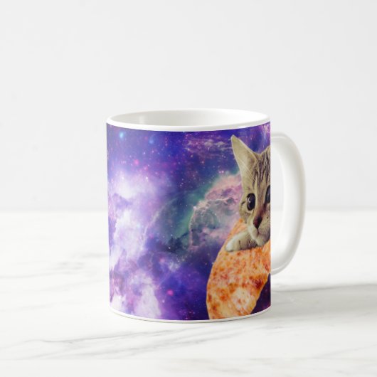 Raum-Pizza-Katzenkaffee-Tasse Kaffeetasse (VorderseiteRechts)