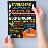 Raum, Planetarium Eventwerbung Flyer (Hand)