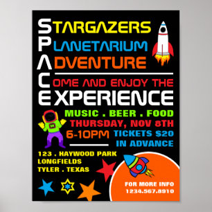 Raum, Planetarium Eventwerbung Poster