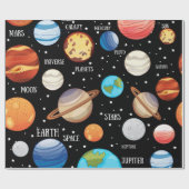 Raum, Planeten, gezeichnetes Thema des Universums Geschenkpapier (Flach)
