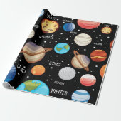 Raum, Planeten, gezeichnetes Thema des Universums Geschenkpapier (Ungerollt)