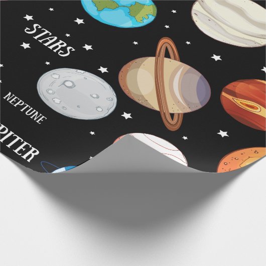 Raum, Planeten, gezeichnetes Thema des Universums Geschenkpapier (Ecke)