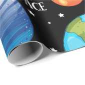 Raum, Planeten, gezeichnetes Thema des Universums Geschenkpapier (Rolleneckpunkt)