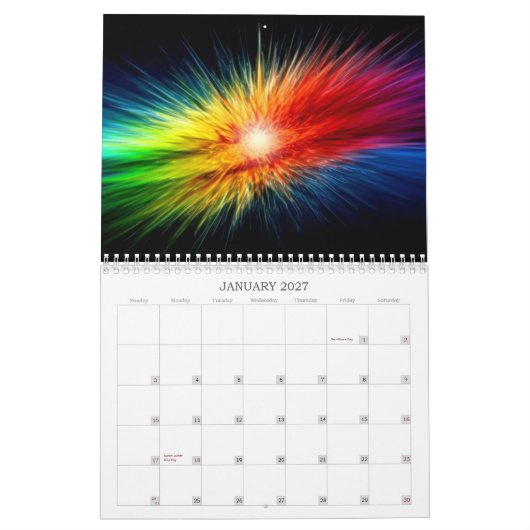 Raum-Regenbogenhintergrund Kalender (Jan 2027)