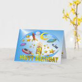 Raum-Reise 4.. Geburtstags-Karte Karte (Gelbe Blume)